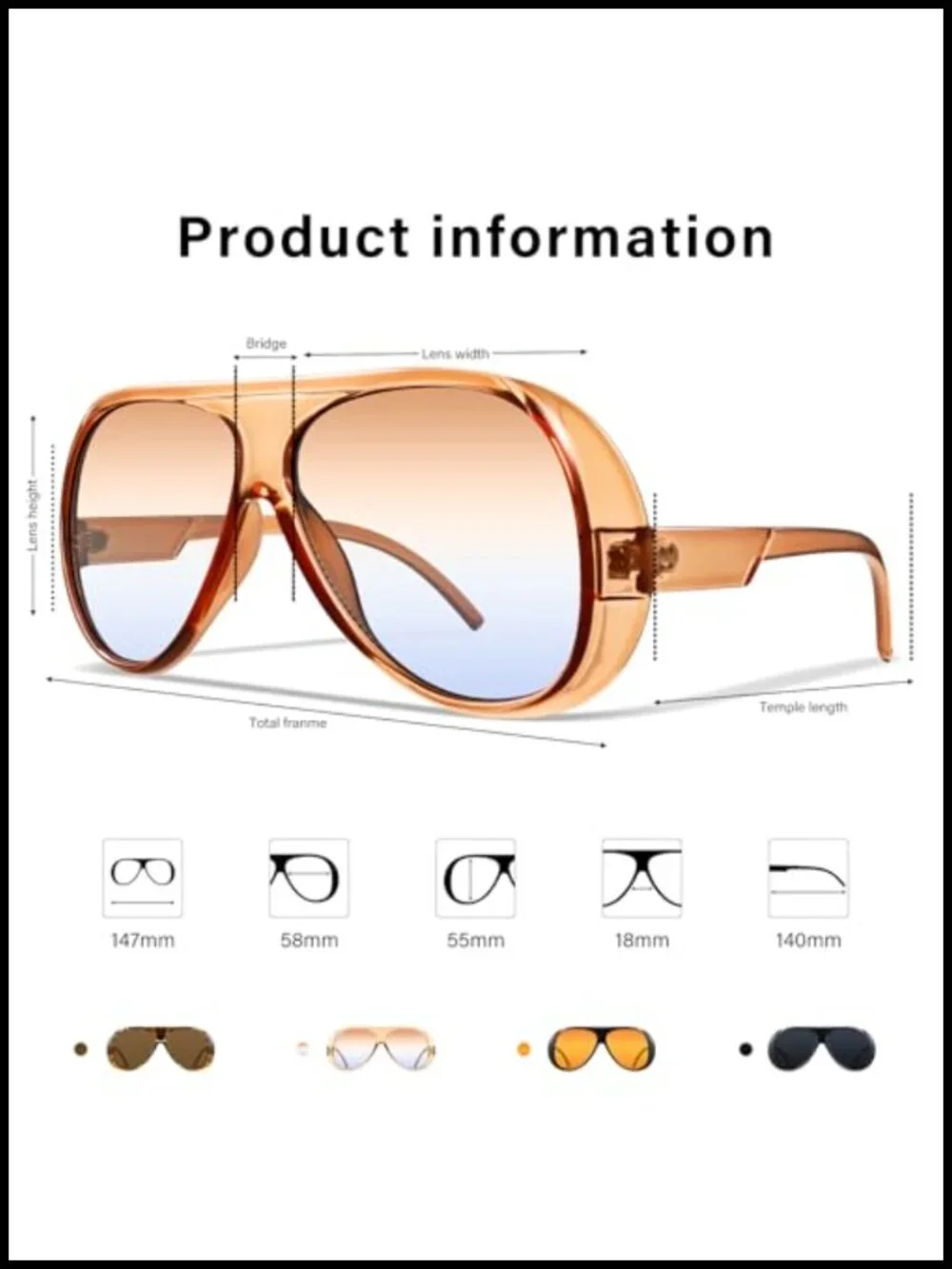 Retro Oversized Square Aviator Sunglasses UV400 Protection for Driving